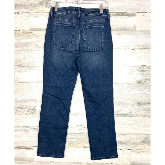 NYDJ Women’s 2 Sherri Slim Medium Wash Distressed Blue Denim Jeans - Picture 2 of 4